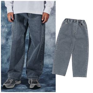 블루테일2 AZH3PT01BU 주니어 남아 여아 블루 벌룬 배기핏 기모 데님 팬츠 초등 2025년 겨울