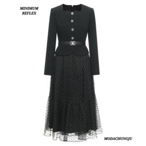[미니멈]MD 스퀘어넥 샤이닝 샤 스커트 원피스 MD MXDAWO1270_CJ
