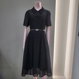 [꼼빠니아]카라넥 망사 에이라인 벨티드 원피스 CAFU5-WOP510 _I