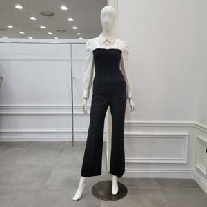 [미니멈]카라넥 니트배색 블라우스 (MXDAWB0440 BK)_IC