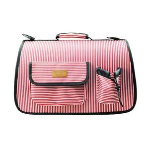 애견외출가방 반려견 줄무늬 이동가방 핑크 L 강아지 외출 여행