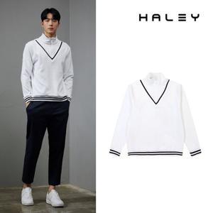헤일리골프 남성 하프집업 브이넥 긴팔 티셔츠 HFAKT2002