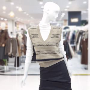 [ab.f.z]브이넥 갸름 패턴 니트 조끼 FSPZZ4W31J