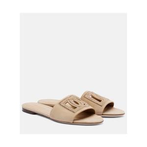 돌체앤가바나 DG 크리스털 임벨리시드 스웨이드 슬라이드 P01075326