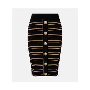 발망 스트라이프 리브 니트 미니스커트 P01070100