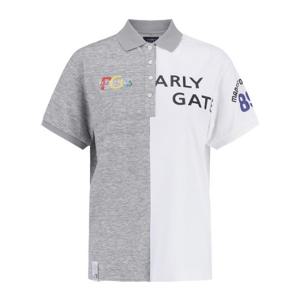 파리게이츠골프반팔티 NQC 521D3TSA81_GY 여성 언발 우븐 믹스 프린팅 칼라 티셔츠