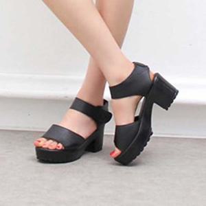 통굽 여자 샌들 찍찍이 플랫폼 가보시 캐주얼 데일리
