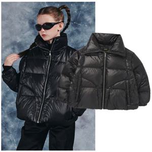 블루테일2 AZH4JP01BK 주니어 남아 여아 블랙 크롭 하이넥 오리털 패딩 초등 덕 다운 점퍼