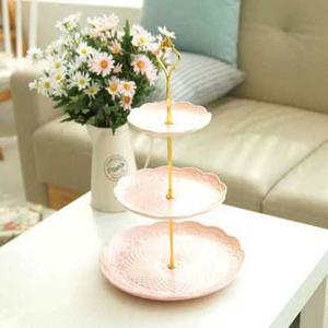 케익접시 3단 접시 케이크 스탠드 골드핑크 케익 트레이 1P