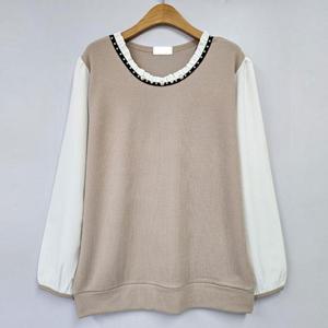 빅사이즈 502 어반넥프릴진주배색티 DOLT789