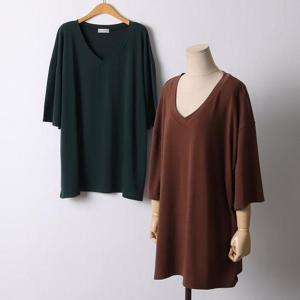 빅사이즈 503 스판브이넥컬러반팔티 DRAI604