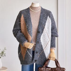 [커스텀에이블] 루즈핏 아가일 가디건_T2511CD071D