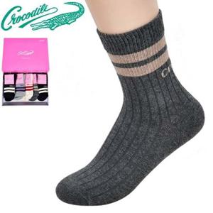 크로커다일 골지 링글 포인트 여성 캐주얼 중목 양말