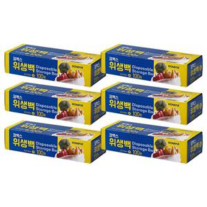 주방봉투 코멕스 뽑아쓰는 비닐 중 25X35 100매 6P 위생백 봉투