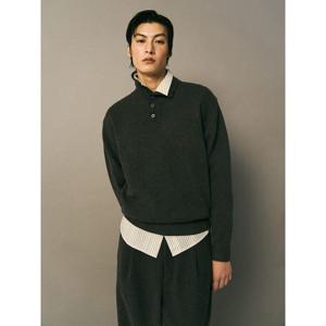 (225Y51EQ14) [에잇세컨즈] 울블렌드 버튼 칼라 니트 풀오버  애쉬