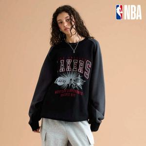 [엔비에이]남녀공용 커플 오버핏 기모 맨투맨 254TS043블랙