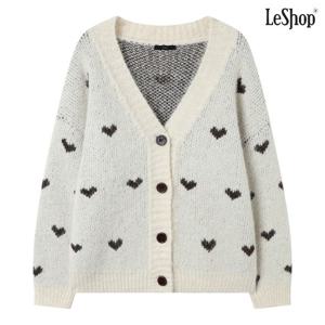 [르샵]하트 도트 브이넥 루즈핏 니트 가디건 (DP4CK044A)
