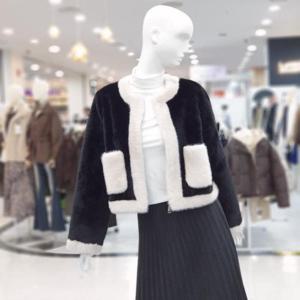 abfz sh06 투톤 포켓 블랙 퍼 자켓 SLBNA1F01A