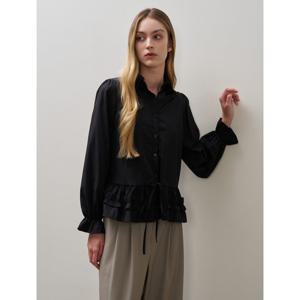 [GGPX]카라넥 캉캉 포인트 끈 블라우스 (GPCBA049D)