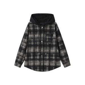 [탱커스]루즈핏 배색 후드 체크 셔츠 (TX3BL024L0)