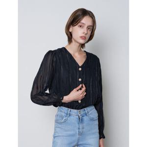 [탱커스]브이넥 시스루 버튼 긴팔 블라우스 (TX3BL018L0)