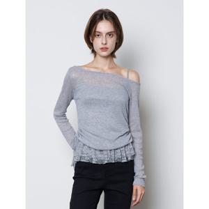 [탱커스]밑단 레이스 이너세트 셔링 긴팔 니트 (TX3KP008L0)