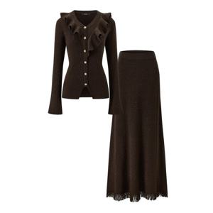 [GGPX]프릴넥 골지 니트 롱 스커트 셋업 (GPDOW004D)