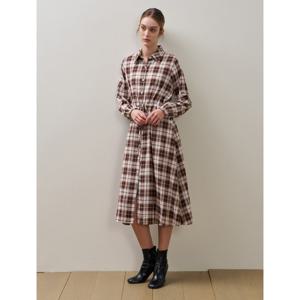 [GGPX]허리 셔링 포인트 체크 셔츠 원피스 (GPCOW031D)