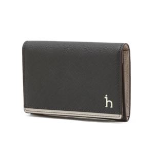 [헤지스]헤지스 그레이 라인배색 소가죽 반지갑 WUHO4F927G2