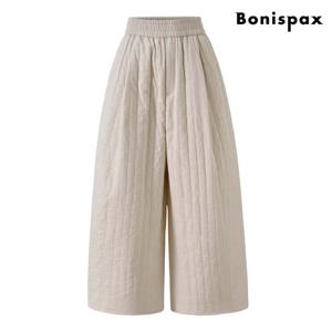[보니스팍스(여성의류)]퀼팅 베이직 누빔 와이드 밴딩 팬츠 (XP3TA025L0)