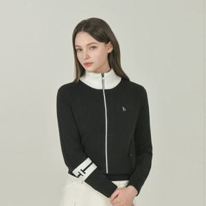 [헤지스골프]블랙 여성 울혼방 니트 방풍 집업(HWSW5D719BK)