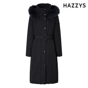 헤지스레이디스  (HSJU5D103) 벨티드 롱 헤비 구스 다운 코트 블랙