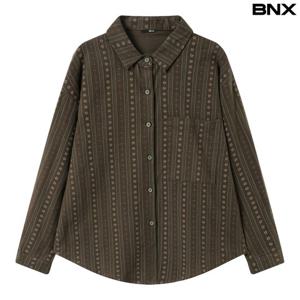 [BNX] 세로 스트라이프 잔꽃 카라 셔츠 (BX4BL009L0)