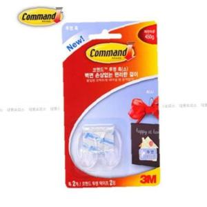 3M 코맨드 투명 후크 17091 중형 2개입