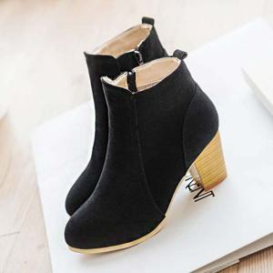 여성 앵클부츠 청키힐 스웨이드 패션 미들 숏부츠