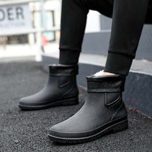 남성용 겨울 안감 털 레인 장화 따뜻한 방한 숏 부츠
