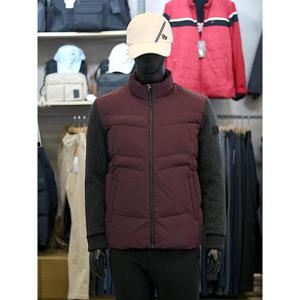 팜스프링스 세이브존03 남성 골프 겨울 니트 소매 배색 반하이넥 덕 패딩 점퍼 ASWDM244552TA