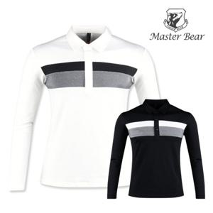 럭스골프 남성 배색 긴팔 카라 골프셔츠 MS1W930