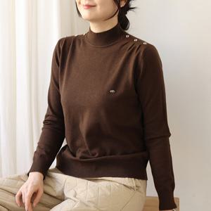 [웬디즈갤러리]샤인 버튼 반목 니트 /반폴라 포근 코디 TKN138