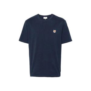 메종키츠네 폭스 헤드 패치 레귤러 티셔츠 잉크 블루 LM00104KJ0008P476