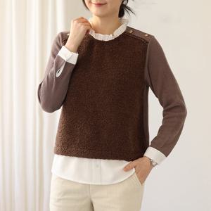 [웬디즈갤러리]폭닥 니트 레이어드 블라우스 /겨울 외출룩 TBL103