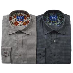 [예작]YJFSUA571_요크배색 레이온혼방 잔체크 슬림긴소매