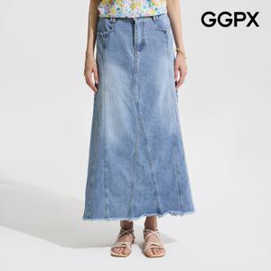 [지지피엑스]프린지 A라인 데님 맥시 스커트 (GP6SK016F)