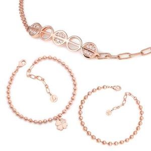 볼팔찌 14Kgp 로즈골드 큐빅 체인 볼 패션 3종 택1