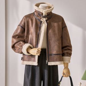 [커스텀에이블] 엣지 배색라인 무스탕자켓_T2512MU006D