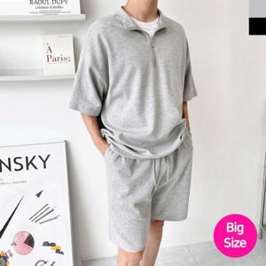 패션] TTA 20231999 남자반집업반팔맨투맨 4부반바지세트 오버