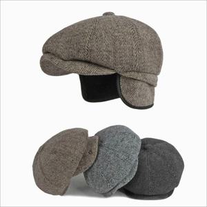 남성 귀달이 신사모자 헌팅캡 겨울 헤링본 중년모자 방한모