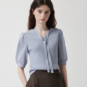 [주크] 타이 블라우스 니트 탑