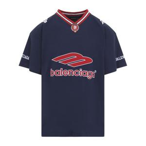 발렌시아가 3B 로고 브이넥 스트라이프 티셔츠 857086TTVQ6 403