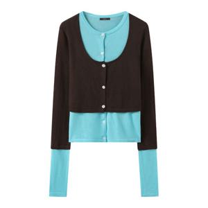 [GGPX]레이어드 버튼업 라운드 니트 가디건 (GQACK003D)